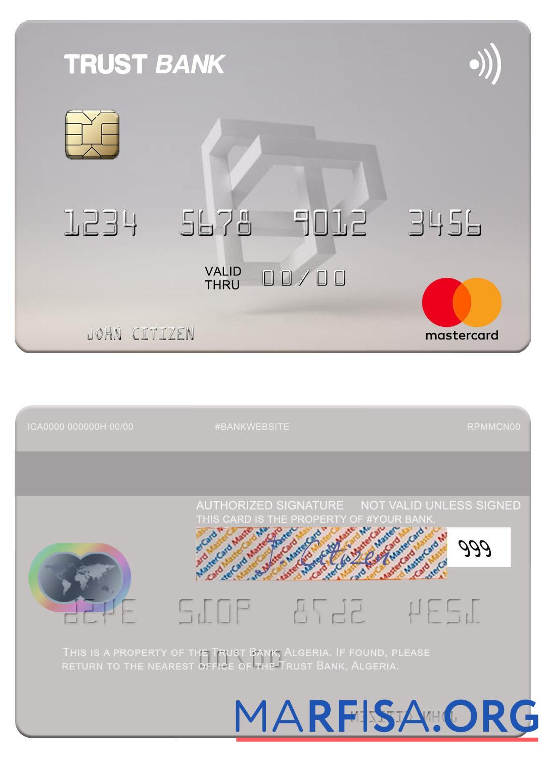 Realistic Algeria Trust Bank Algéria mastercard sample